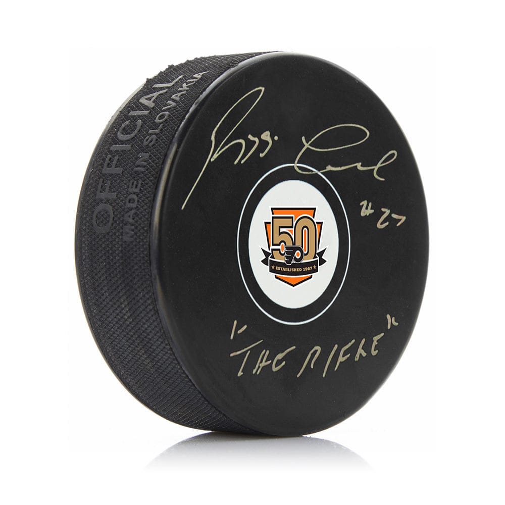 Dynasty Sports & Framing Autographed Pucks Reggie Leach Autographed Philadelphia Flyers 50th Anniversary Hockey Logo Puck