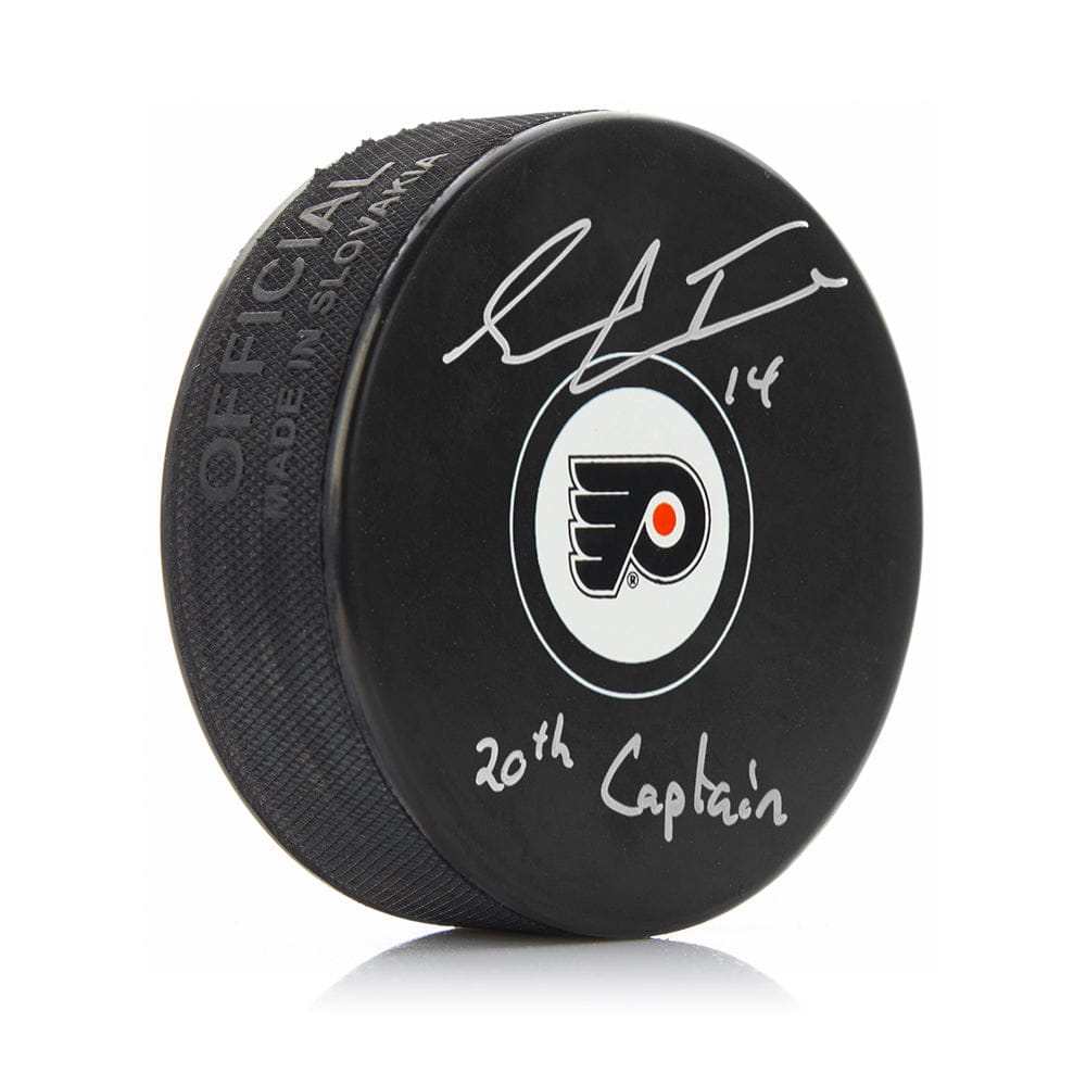 Dynasty Sports & Framing Autographed Pucks Sean Couturier Philadelphia Flyers Autographed Hockey Logo Puck Inscribed 20th Captain