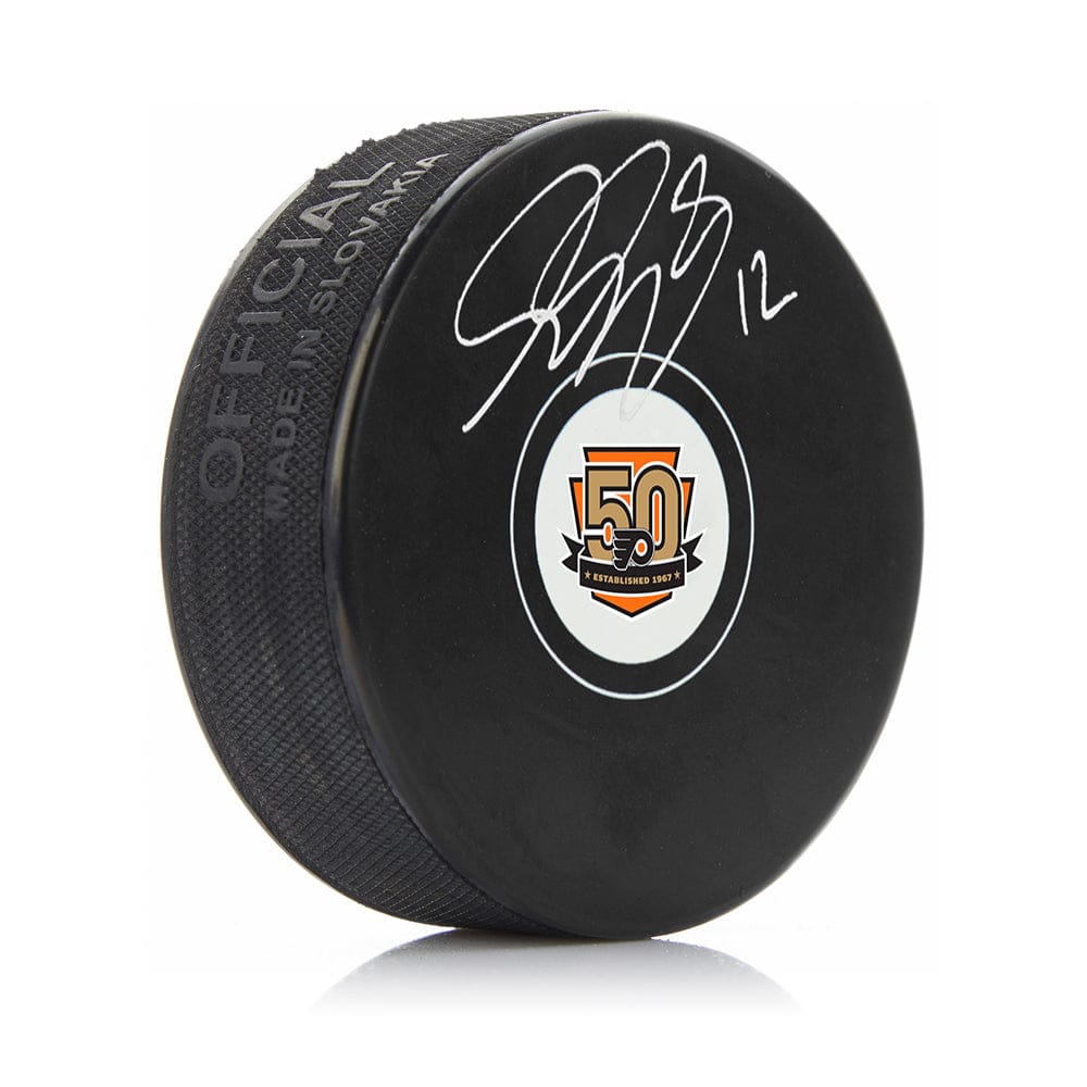 Dynasty Sports & Framing Autographed Pucks Simon Gagne Autographed Philadelphia Flyers 50th Anniversary Hockey Puck