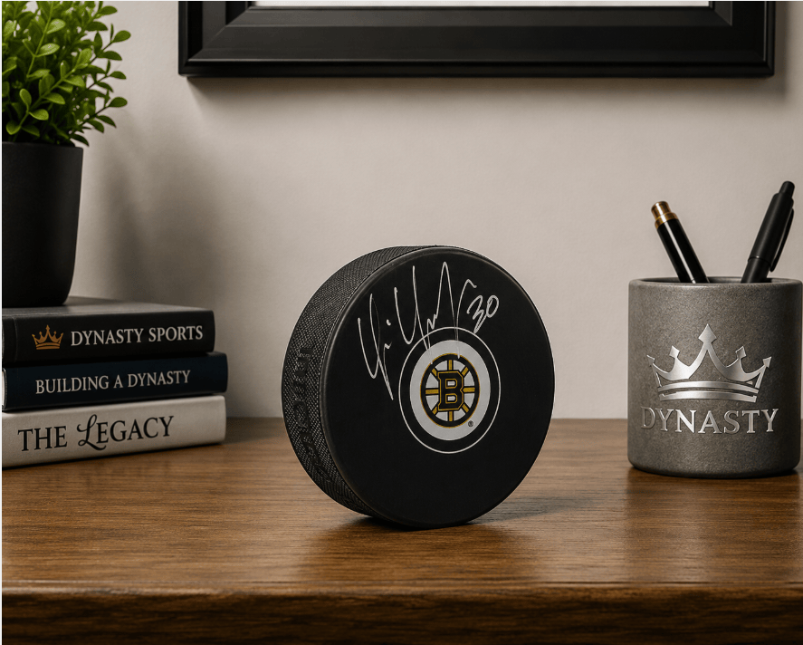 Dynasty Sports & Framing Autographed Pucks Tim Thomas Boston Bruins Autographed Logo Puck