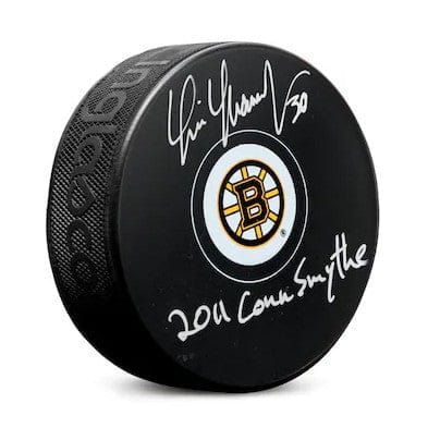 Dynasty Sports & Framing Autographed Pucks Tim Thomas Boston Bruins Autographed Logo Puck Inscribed 2011 Conn Smythe