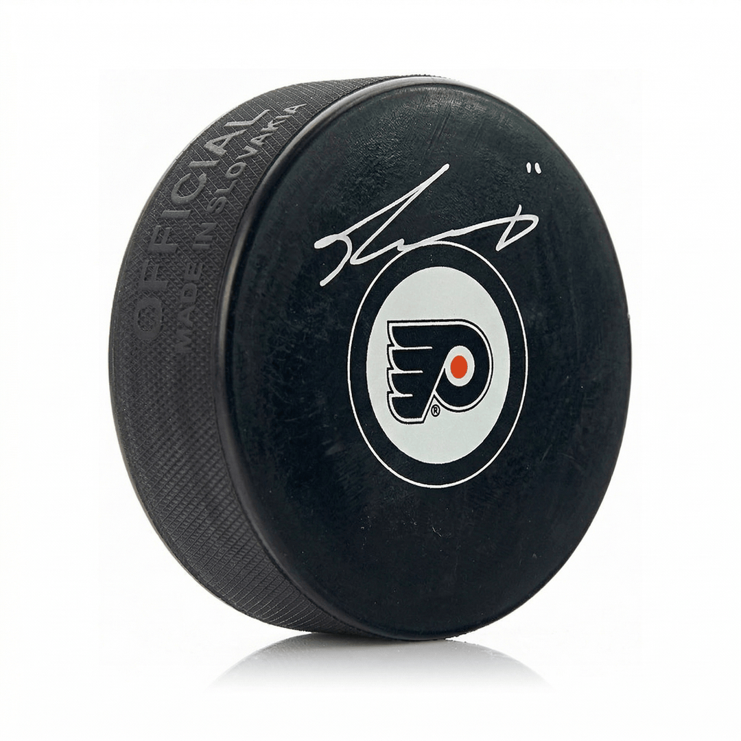 Dynasty Sports & Framing Autographed Pucks Travis Konecny Philadelphia Flyers Autographed Logo Hockey Puck