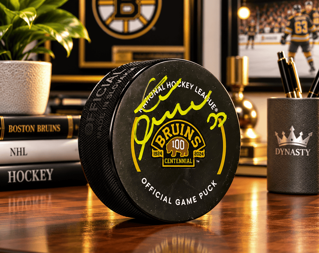 Dynasty Sports & Framing Autographed Pucks Zdeno Chara Boston Bruins Autographed 100th Anniversary Hockey Game Model Puck