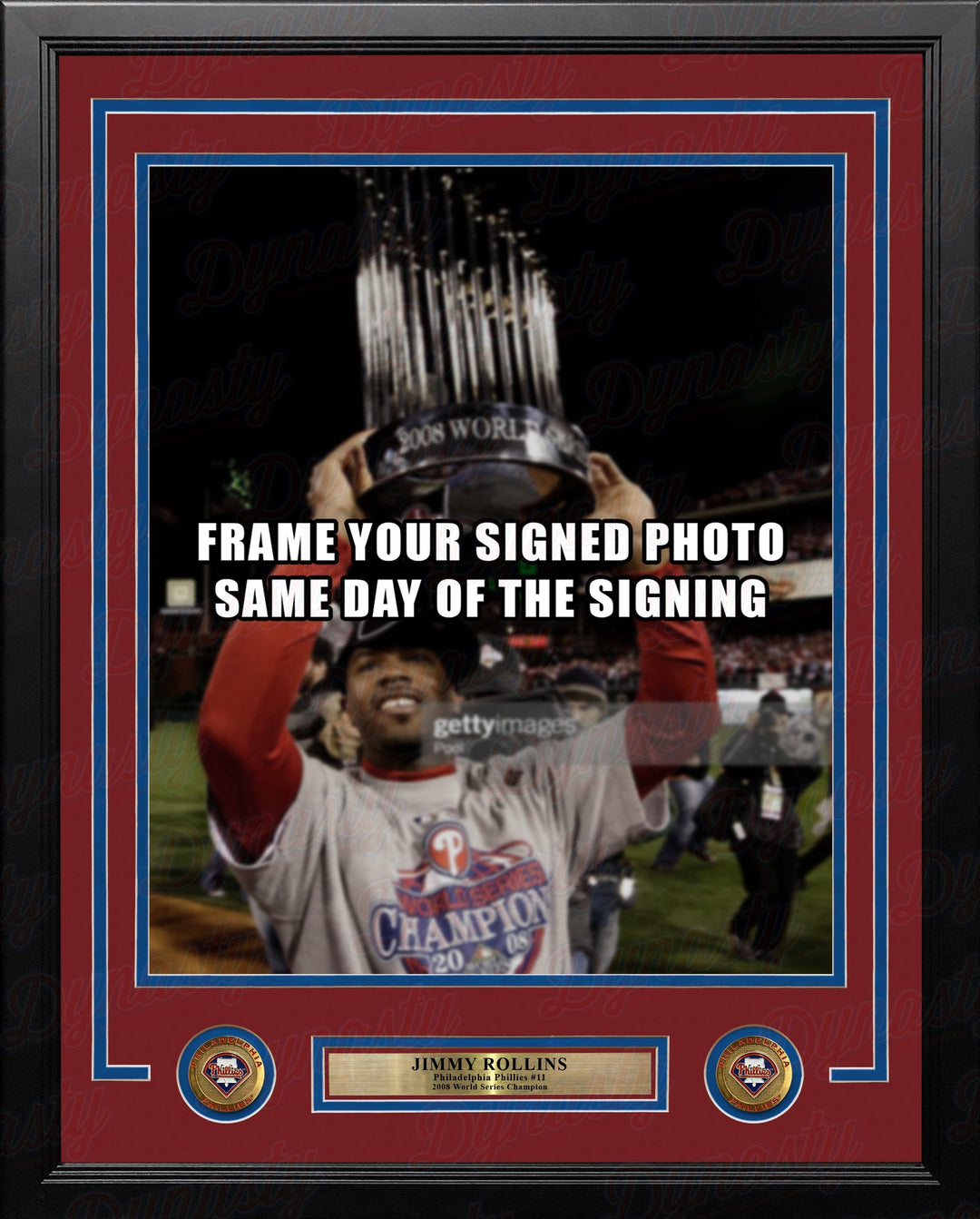 Dynasty Sports & Framing Custom Framing 11x14 Frame Kit Jimmy Rollins Philadelphia Phillies 2008 World Series Photo Vertical Frame Kit