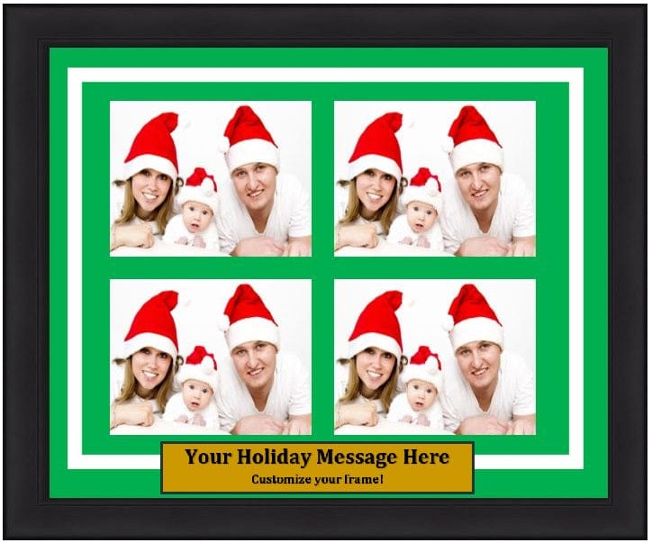 Dynasty Sports & Framing Custom Framing 4 Wallet-Sized, Green Matting, White Trim, Horizontal Dynasty Customized Holiday Photo Picture Frame Kit (Horizontal)