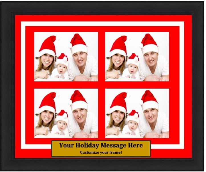 Dynasty Sports & Framing Custom Framing 4 Wallet-Sized, Red Matting, White Trim, Horizontal Dynasty Customized Holiday Photo Picture Frame Kit (Horizontal)