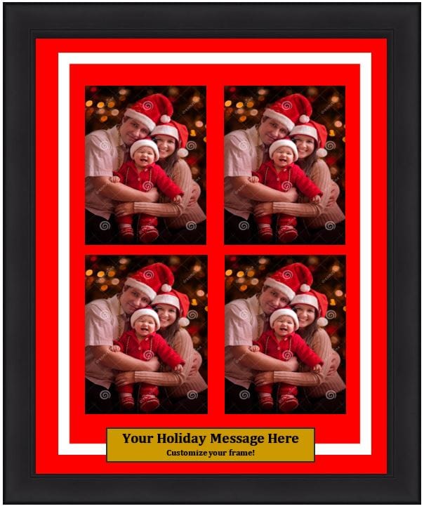 Dynasty Sports & Framing Custom Framing 4 Wallet-Sized, Red Matting, White Trim, Vertical Dynasty Customized Holiday Photo Picture Frame Kit (Vertical)