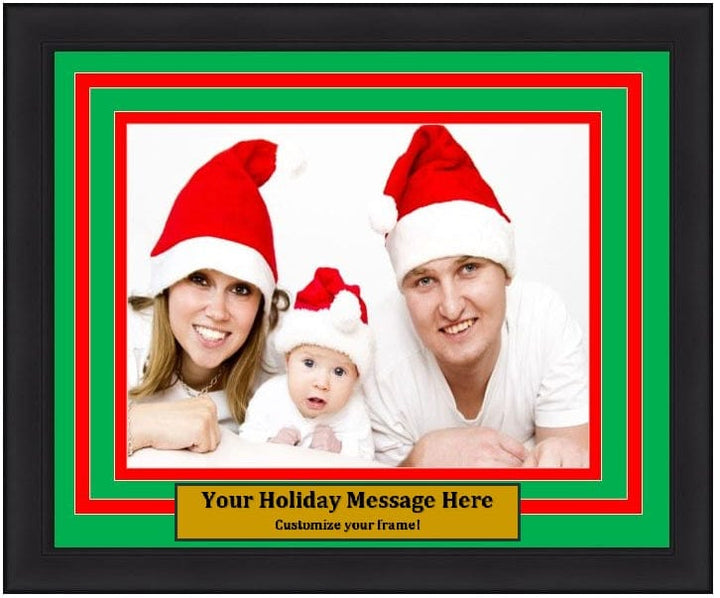 Dynasty Sports & Framing Custom Framing 5x7, Green Matting, Red Trim, Horizontal Dynasty Customized Holiday Photo Picture Frame Kit (Horizontal)