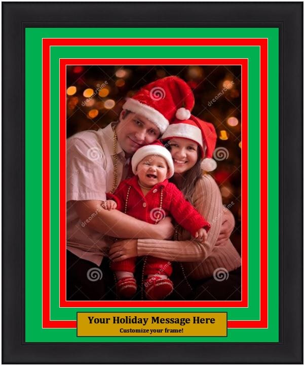 Dynasty Sports & Framing Custom Framing 5x7, Green Matting, Red Trim, Vertical Dynasty Customized Holiday Photo Picture Frame Kit (Vertical)