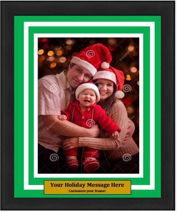 Dynasty Sports & Framing Custom Framing 5x7, Green Matting, White Trim, Vertical Dynasty Customized Holiday Photo Picture Frame Kit (Vertical)