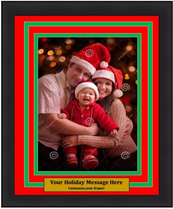 Dynasty Sports & Framing Custom Framing 5x7, Red Matting, Green Trim, Vertical Dynasty Customized Holiday Photo Picture Frame Kit (Vertical)