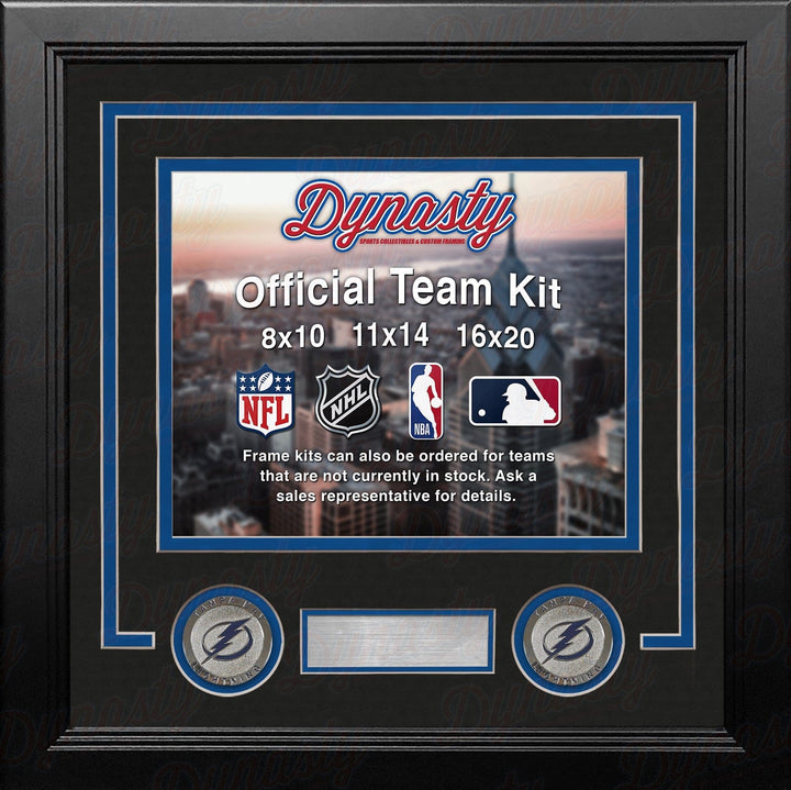Dynasty Sports & Framing Custom Framing Black Matting & Blue Trim / Landscape (Horizontal); Standard Glass / No Nameplate Tampa Bay Lightning Custom NHL Hockey 11x14 Picture Frame Kit (Multiple Colors)