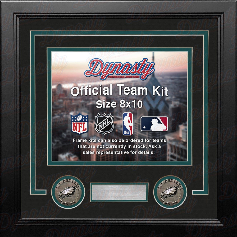 Dynasty Sports & Framing Custom Framing Black Matting & Green Trim / Landscape (Horizontal); Standard Glass / No Nameplate or Logos Philadelphia Eagles Custom NFL Football 8x10 Picture Frame Kit (Multiple Colors)