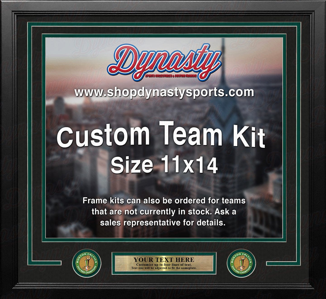 Dynasty Sports & Framing Custom Framing Black Matting & Green Trim / Landscape (Horizontal); Standard Glass / No Nameplate or Medallions Boston Celtics 2024 NBA Champions Custom NBA Basketball 11x14 Picture Frame Kit (Multiple Colors)