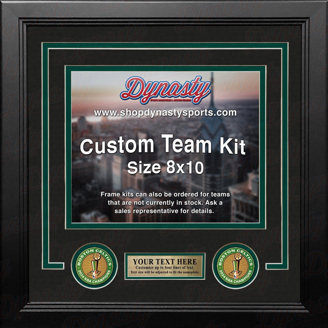 Dynasty Sports & Framing Custom Framing Black Matting & Green Trim / Landscape (Horizontal); Standard Glass / No Nameplate or Medallions Boston Celtics 2024 NBA Champions Custom NBA Basketball 8x10 Picture Frame Kit (Multiple Colors)