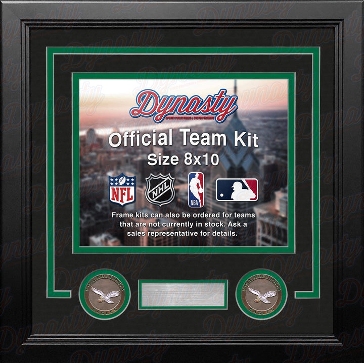 Dynasty Sports & Framing Custom Framing Black Matting & Kelly Green Trim / Landscape (Horizontal); Standard Glass / No Nameplate or Medallions Philadelphia Eagles Throwback Custom NFL Football 8x10 Picture Frame Kit (Multiple Colors)