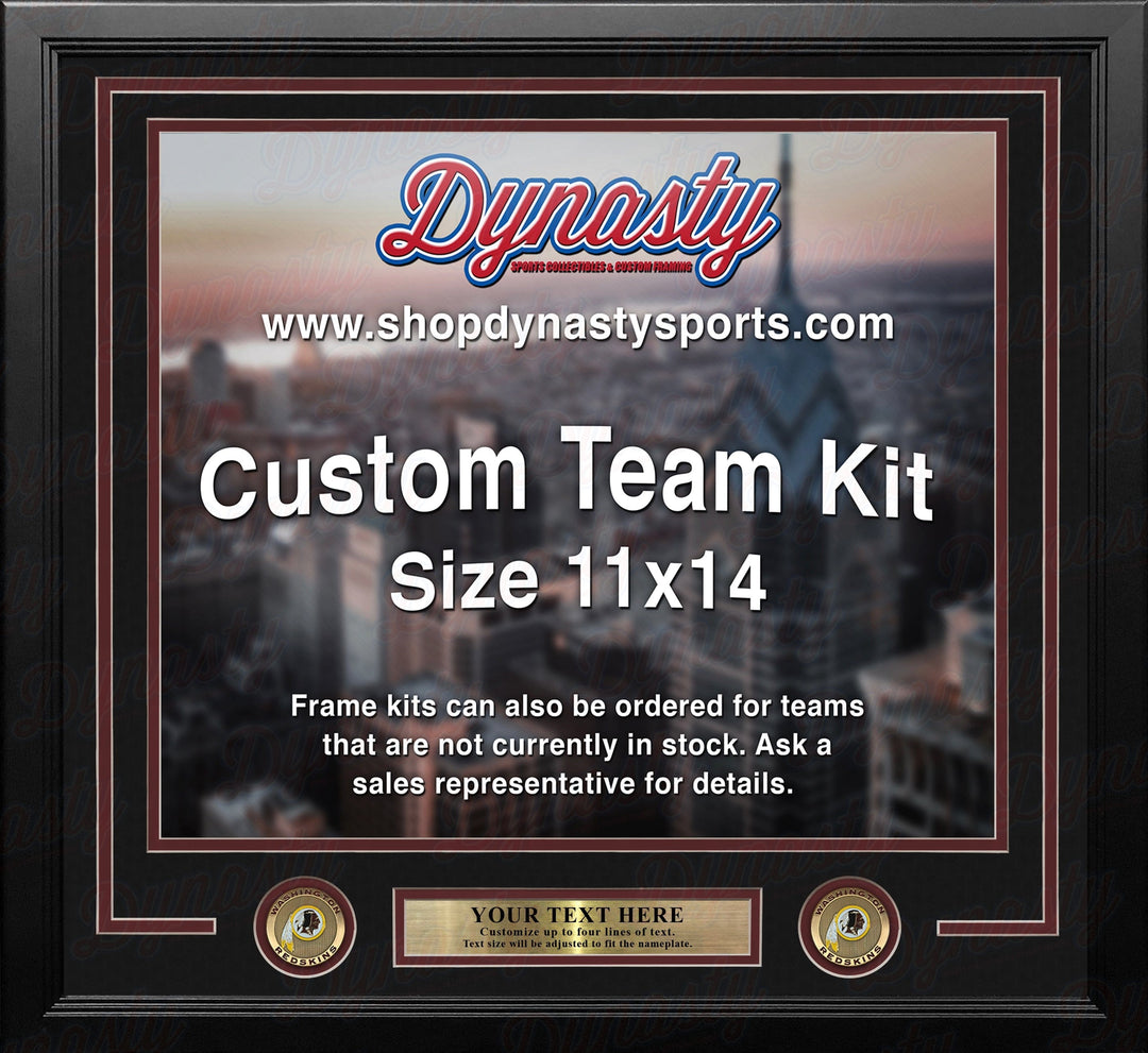 Dynasty Sports & Framing Custom Framing Black Matting & Maroon Trim / Landscape (Horizontal); Standard Glass / No Nameplate or Medallions Washington Redskins Custom NFL Football 11x14 Picture Frame Kit (Multiple Colors)