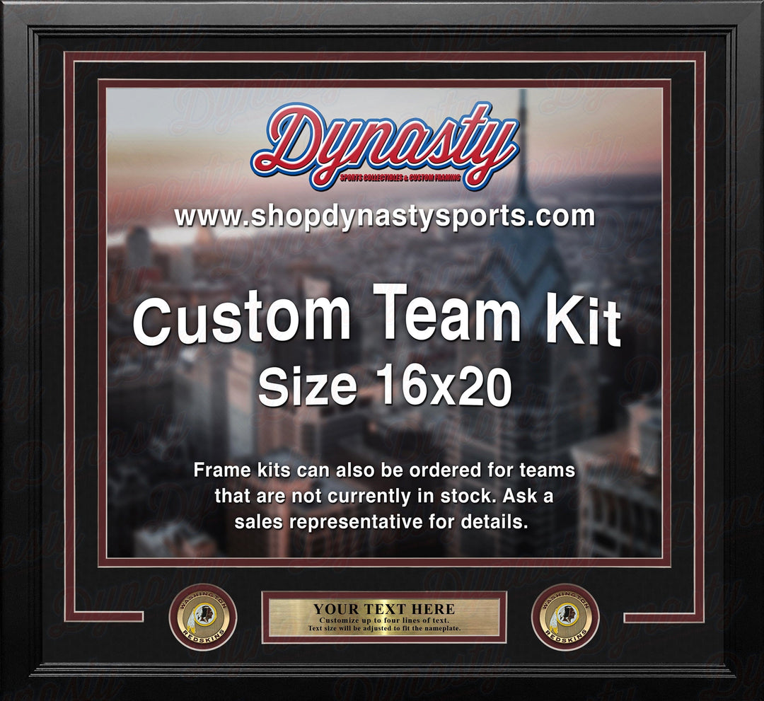 Dynasty Sports & Framing Custom Framing Black Matting & Maroon Trim / Landscape (Horizontal); Standard Glass / No Nameplate or Medallions Washington Redskins Custom NFL Football 16x20 Picture Frame Kit (Multiple Colors)