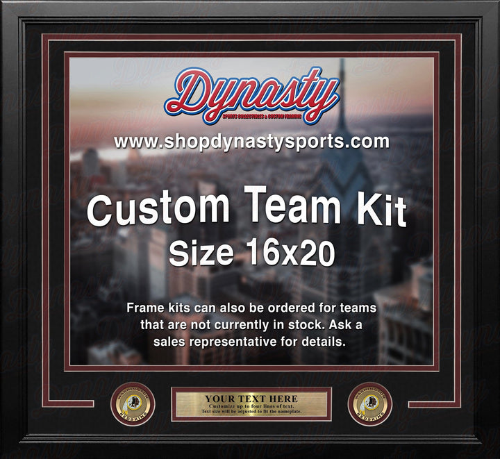 Dynasty Sports & Framing Custom Framing Black Matting & Maroon Trim / Landscape (Horizontal); Standard Glass / No Nameplate or Medallions Washington Redskins Custom NFL Football 16x20 Picture Frame Kit (Multiple Colors)