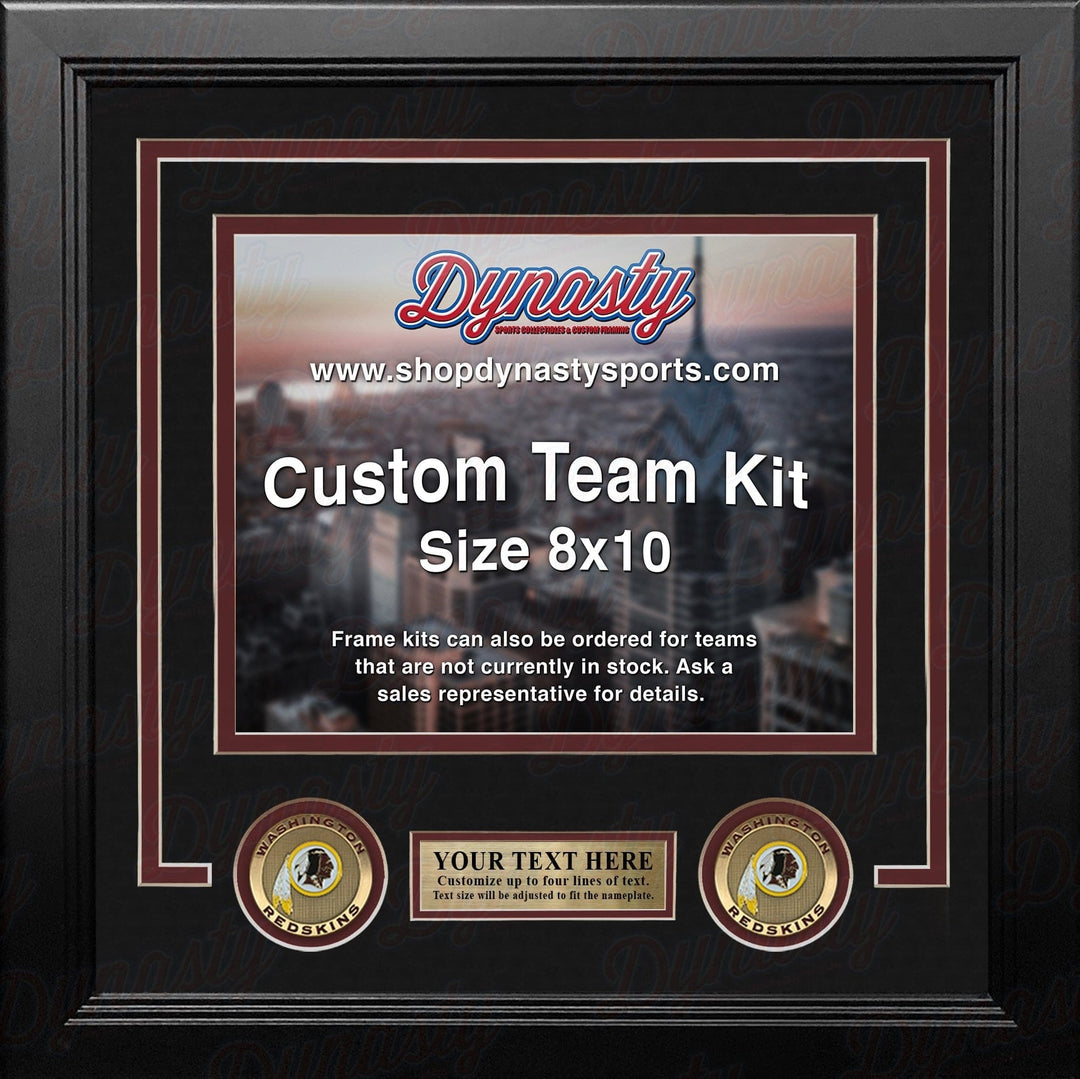 Dynasty Sports & Framing Custom Framing Black Matting & Maroon Trim / Landscape (Horizontal); Standard Glass / No Nameplate or Medallions Washington Redskins Custom NFL Football 8x10 Picture Frame Kit (Multiple Colors)
