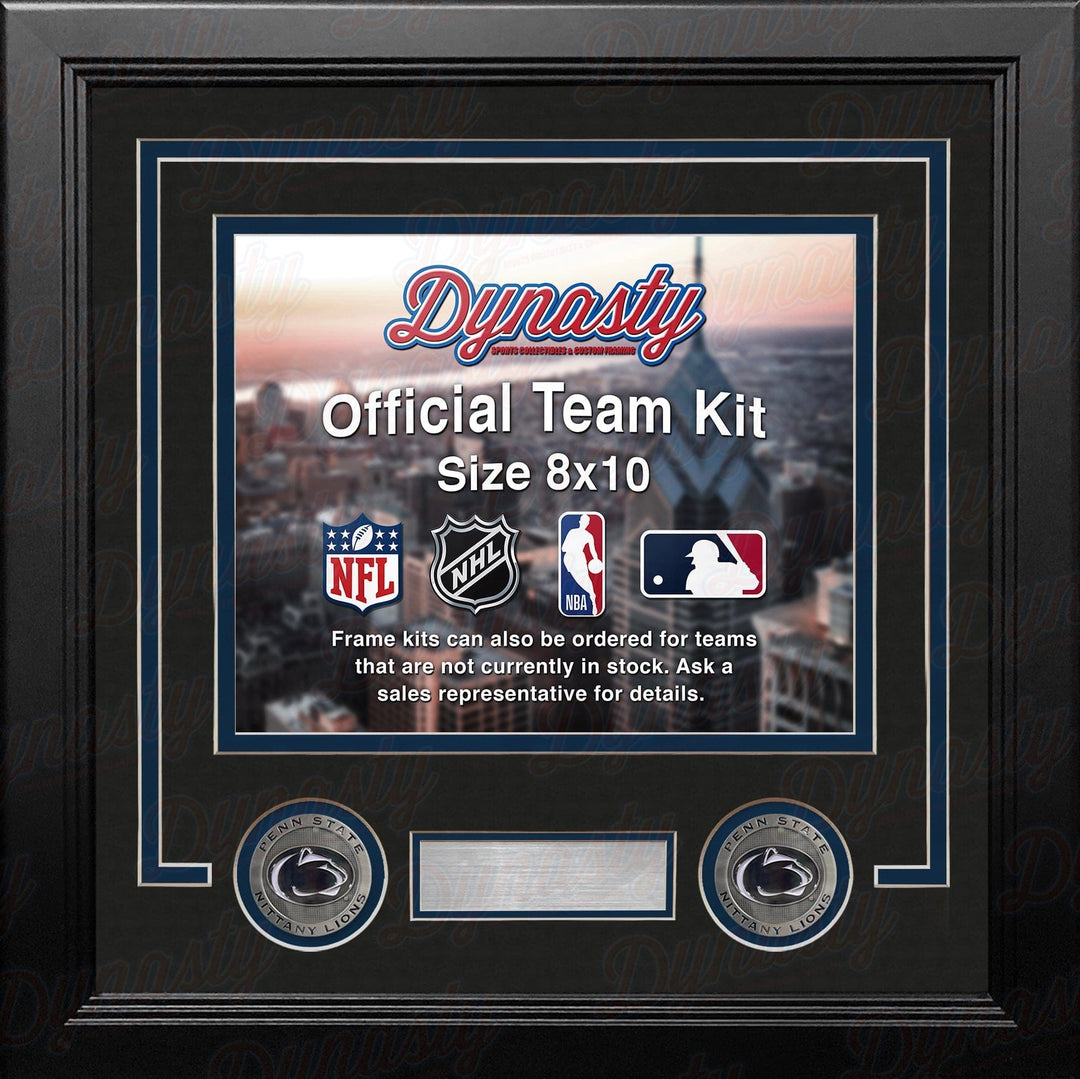 Dynasty Sports & Framing Custom Framing Black Matting & Navy Blue Trim / Landscape (Horizontal); Standard Glass / No Nameplate or Medallions Penn State Nittany Lions Custom NCAA College 8x10 Picture Frame Kit (Multiple Colors)