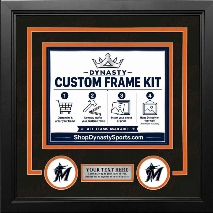 Dynasty Sports & Framing Custom Framing Black Matting & Orange Trim / Landscape (Horizontal); Standard Glass / No Nameplate or Logos Miami Marlins Custom MLB Baseball 8x10 Picture Frame Kit (Multiple Colors)