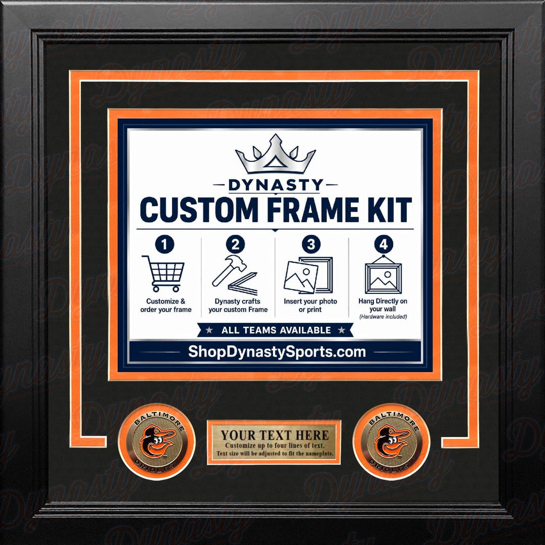 Dynasty Sports & Framing Custom Framing Black Matting & Orange Trim / Landscape (Horizontal); Standard Glass / No Nameplate or Medallions Baltimore Orioles Custom MLB Baseball 8x10 Picture Frame Kit (Multiple Colors)