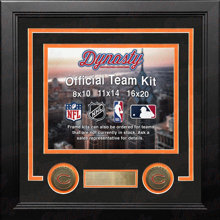 Dynasty Sports & Framing Custom Framing Black Matting & Orange Trim / Landscape (Horizontal); Standard Glass / No Nameplate or Medallions Chicago Bears Custom NFL Football 11x14 Picture Frame Kit (Multiple Colors)