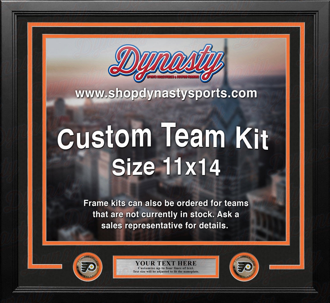 Dynasty Sports & Framing Custom Framing Black Matting & Orange Trim / Landscape (Horizontal); Standard Glass / No Nameplate or Medallions Philadelphia Flyers Custom NHL Hockey 11x14 Picture Frame Kit (Multiple Colors)
