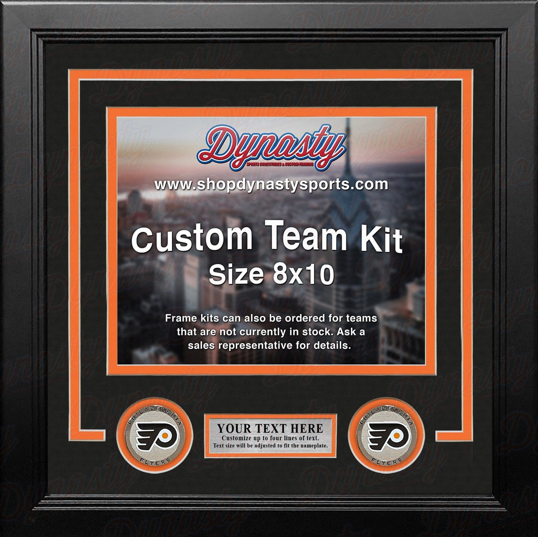 Dynasty Sports & Framing Custom Framing Black Matting & Orange Trim / Landscape (Horizontal); Standard Glass / No Nameplate or Medallions Philadelphia Flyers Custom NHL Hockey 8x10 Picture Frame Kit (Multiple Colors)