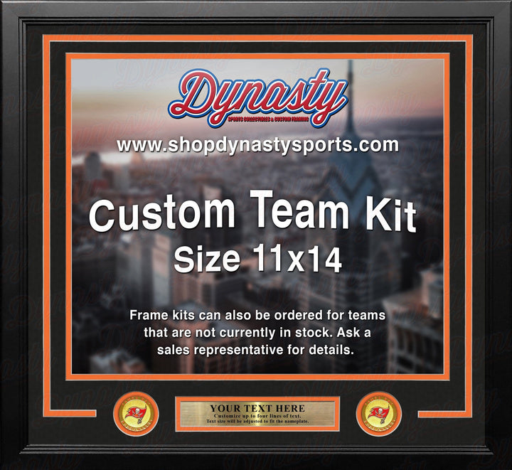 Dynasty Sports & Framing Custom Framing Black Matting & Orange Trim / Landscape (Horizontal); Standard Glass / No Nameplate or Medallions Tampa Bay Buccaneers Throwback Custom NFL Football 11x14 Picture Frame Kit (Multiple Colors)