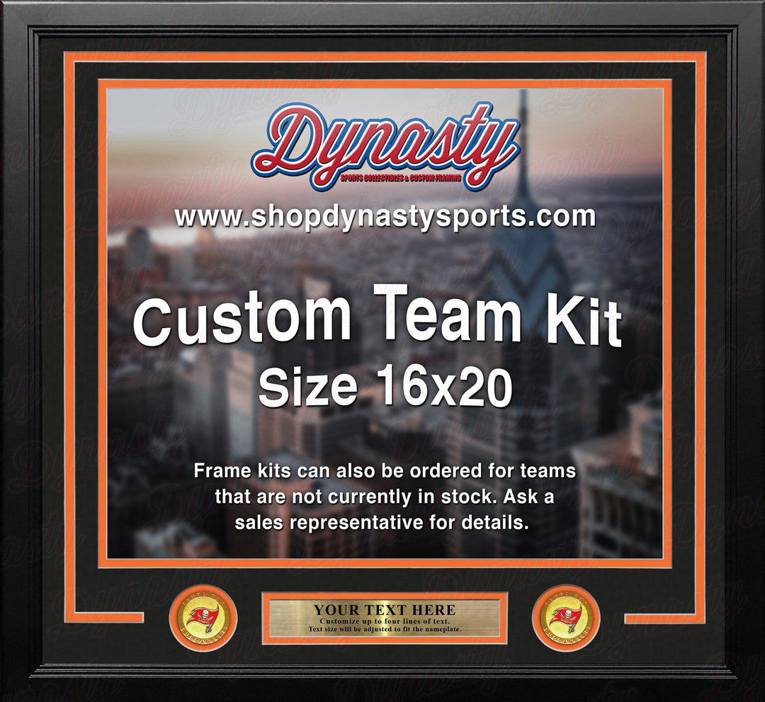 Dynasty Sports & Framing Custom Framing Black Matting & Orange Trim / Landscape (Horizontal); Standard Glass / No Nameplate or Medallions Tampa Bay Buccaneers Throwback Custom NFL Football 16x20 Picture Frame Kit (Multiple Colors)