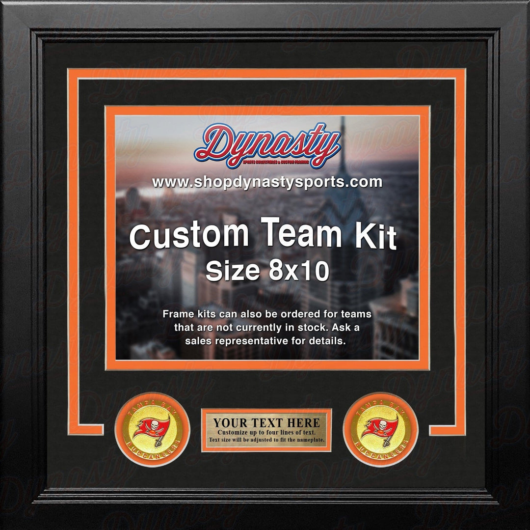 Dynasty Sports & Framing Custom Framing Black Matting & Orange Trim / Landscape (Horizontal); Standard Glass / No Nameplate or Medallions Tampa Bay Buccaneers Throwback Custom NFL Football 8x10 Picture Frame Kit (Multiple Colors)