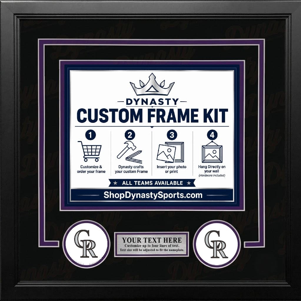 Dynasty Sports & Framing Custom Framing Black Matting & Purple Trim / Landscape (Horizontal); Standard Glass / No Nameplate or Logos Colorado Rockies Custom MLB Baseball 8x10 Picture Frame Kit (Multiple Colors)