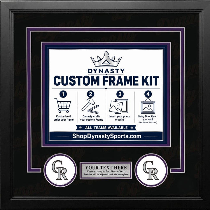 Dynasty Sports & Framing Custom Framing Black Matting & Purple Trim / Landscape (Horizontal); Standard Glass / No Nameplate or Logos Colorado Rockies Custom MLB Baseball 8x10 Picture Frame Kit (Multiple Colors)