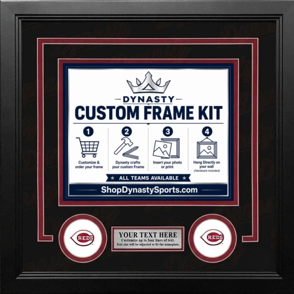 Dynasty Sports & Framing Custom Framing Black Matting & Red Trim / Landscape (Horizontal); Standard Glass / No Nameplate or Logos Cincinnati Reds Custom MLB Baseball 11x14 Picture Frame Kit (Multiple Colors)