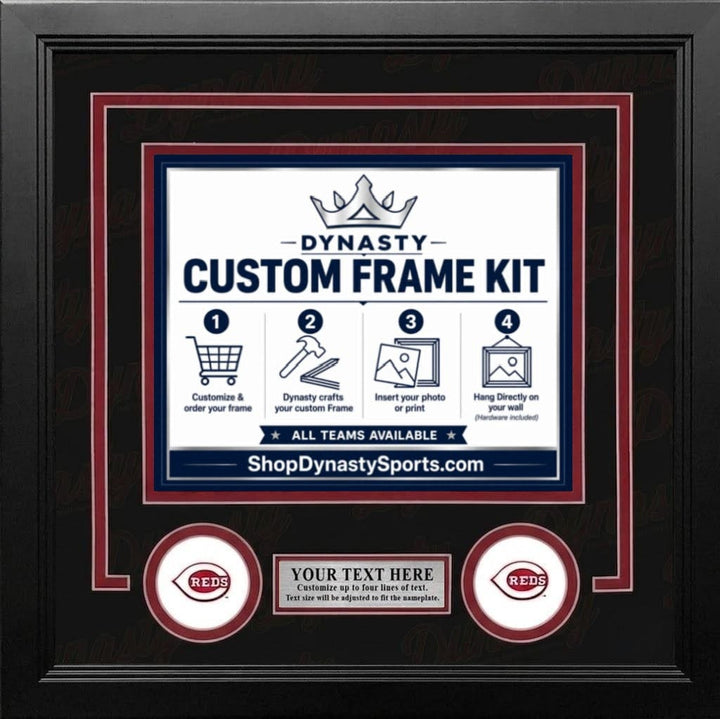 Dynasty Sports & Framing Custom Framing Black Matting & Red Trim / Landscape (Horizontal); Standard Glass / No Nameplate or Logos Cincinnati Reds Custom MLB Baseball 11x14 Picture Frame Kit (Multiple Colors)