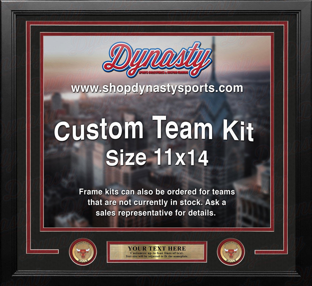 Dynasty Sports & Framing Custom Framing Black Matting & Red Trim / Landscape (Horizontal); Standard Glass / No Nameplate or Medallions Chicago Bulls Custom NBA Basketball 11x14 Picture Frame Kit (Multiple Colors)