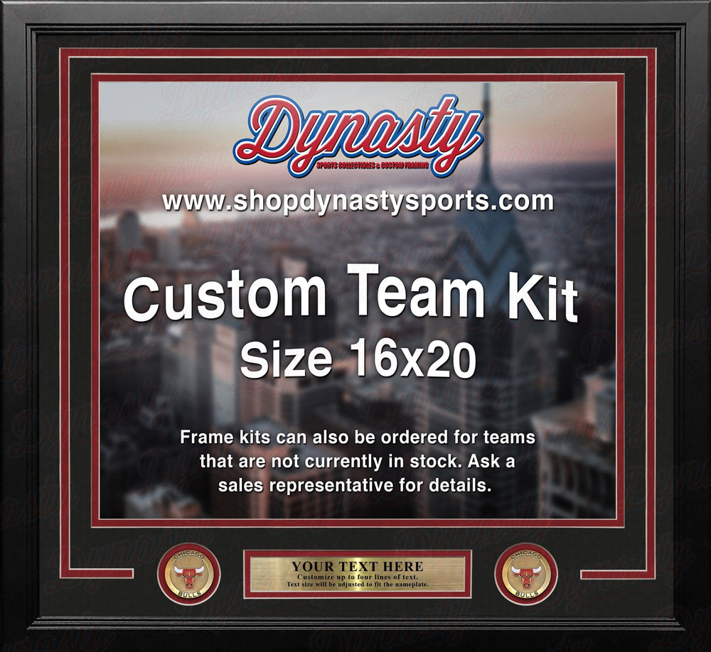 Dynasty Sports & Framing Custom Framing Black Matting & Red Trim / Landscape (Horizontal); Standard Glass / No Nameplate or Medallions Chicago Bulls Custom NBA Basketball 16x20 Picture Frame Kit (Multiple Colors)