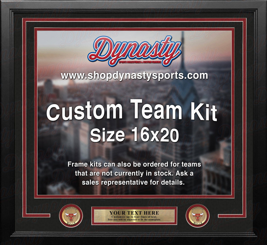 Dynasty Sports & Framing Custom Framing Black Matting & Red Trim / Landscape (Horizontal); Standard Glass / No Nameplate or Medallions Chicago Bulls Custom NBA Basketball 16x20 Picture Frame Kit (Multiple Colors)