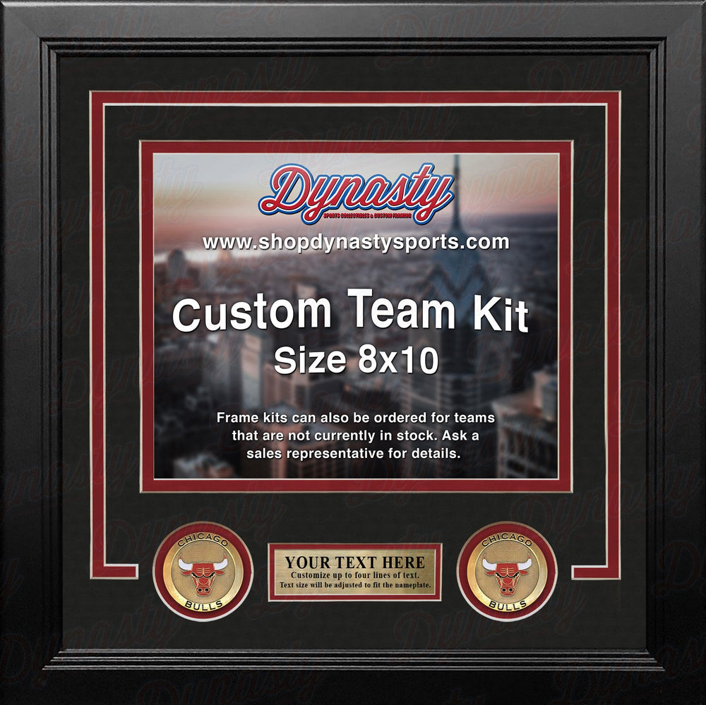 Dynasty Sports & Framing Custom Framing Black Matting & Red Trim / Landscape (Horizontal); Standard Glass / No Nameplate or Medallions Chicago Bulls Custom NBA Basketball 8x10 Picture Frame Kit (Multiple Colors)