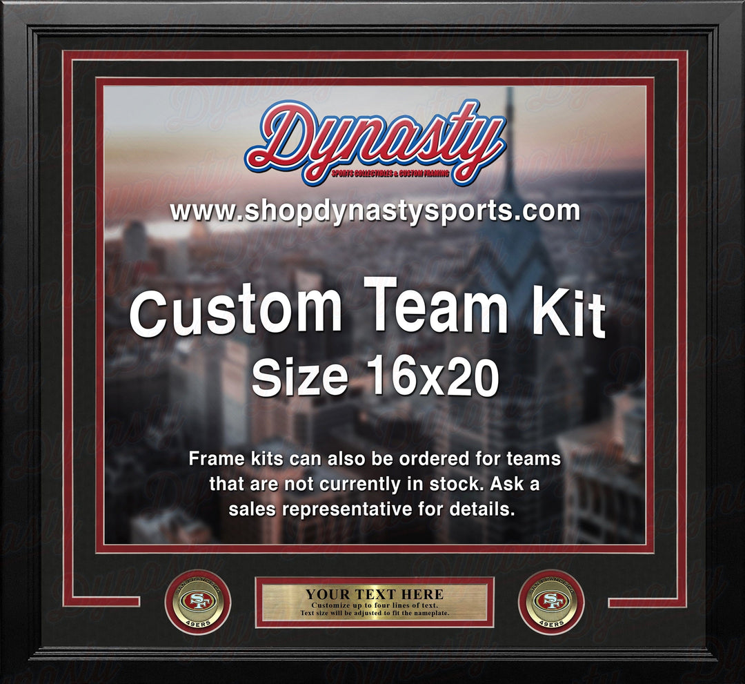 Dynasty Sports & Framing Custom Framing Black Matting & Red Trim / Landscape (Horizontal); Standard Glass / No Nameplate or Medallions San Francisco 49ers Custom NFL Football 16x20 Picture Frame Kit (Multiple Colors)