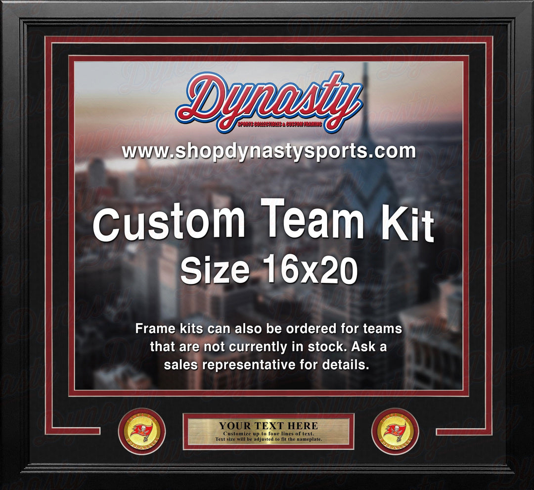 Dynasty Sports & Framing Custom Framing Black Matting & Red Trim / Landscape (Horizontal); Standard Glass / No Nameplate or Medallions Tampa Bay Buccaneers Custom NFL Football 16x20 Picture Frame Kit (Multiple Colors)