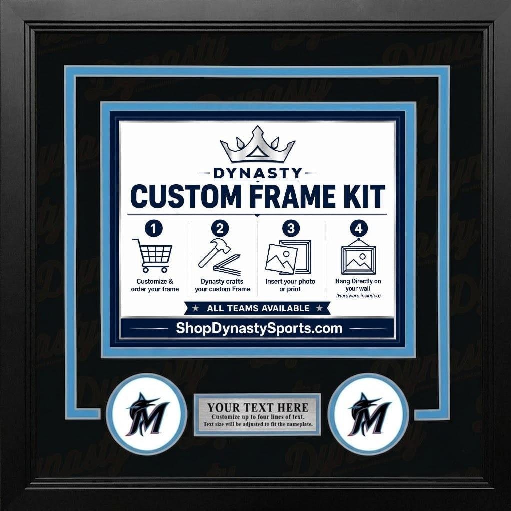 Dynasty Sports & Framing Custom Framing Black Matting & Sky Blue Trim / Landscape (Horizontal); Standard Glass / No Nameplate or Logos Miami Marlins Custom MLB Baseball 8x10 Picture Frame Kit (Multiple Colors)