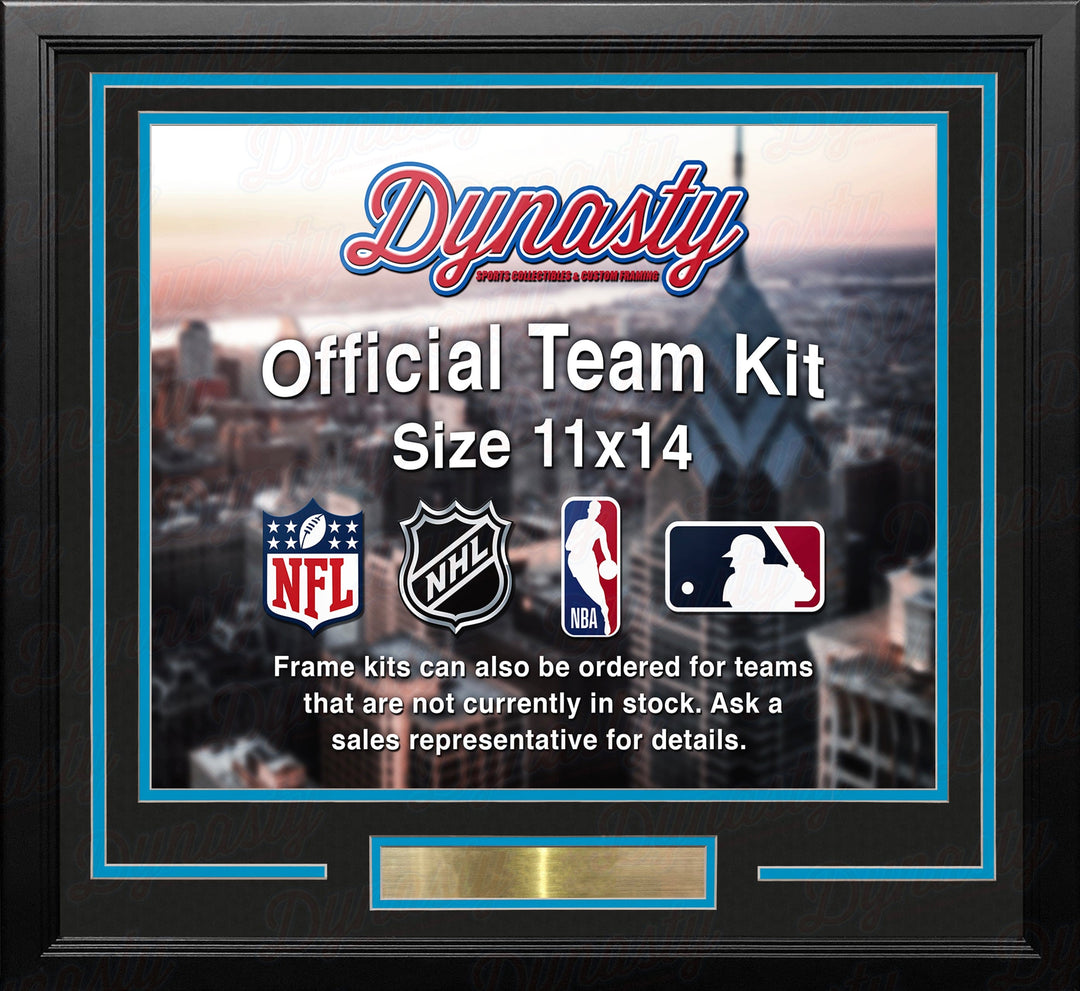 Dynasty Sports & Framing Custom Framing Black Matting & Sky Blue Trim / Landscape (Horizontal); Standard Glass / No Nameplate or Medallions Denver Nuggets Throwback Custom NBA Basketball 11x14 Picture Frame Kit (Multiple Colors)