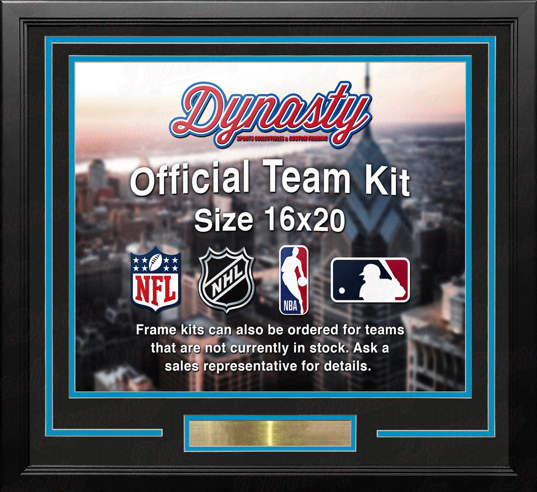 Dynasty Sports & Framing Custom Framing Black Matting & Sky Blue Trim / Landscape (Horizontal); Standard Glass / No Nameplate or Medallions Denver Nuggets Throwback Custom NBA Basketball 16x20 Picture Frame Kit (Multiple Colors)