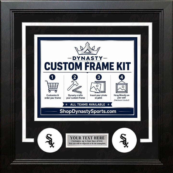 Dynasty Sports & Framing Custom Framing Black Matting & White Trim / Landscape (Horizontal); Standard Glass / No Nameplate or Logos Chicago White Sox Custom MLB Baseball 8x10 Picture Frame Kit (Multiple Colors)