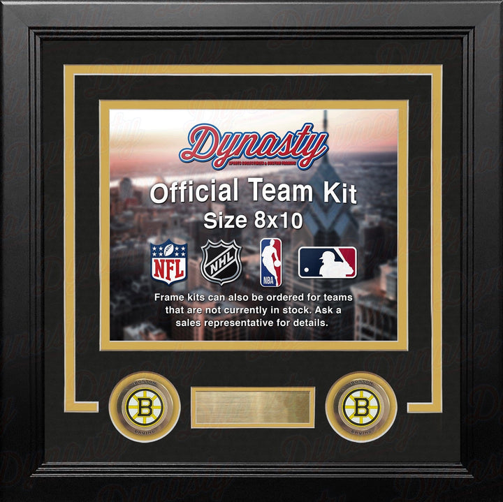 Dynasty Sports & Framing Custom Framing Black Matting & Yellow Trim / Landscape (Horizontal); Standard Glass / No Nameplate or Logos Boston Bruins Custom NHL Hockey 8x10 Picture Frame Kit (Multiple Colors)