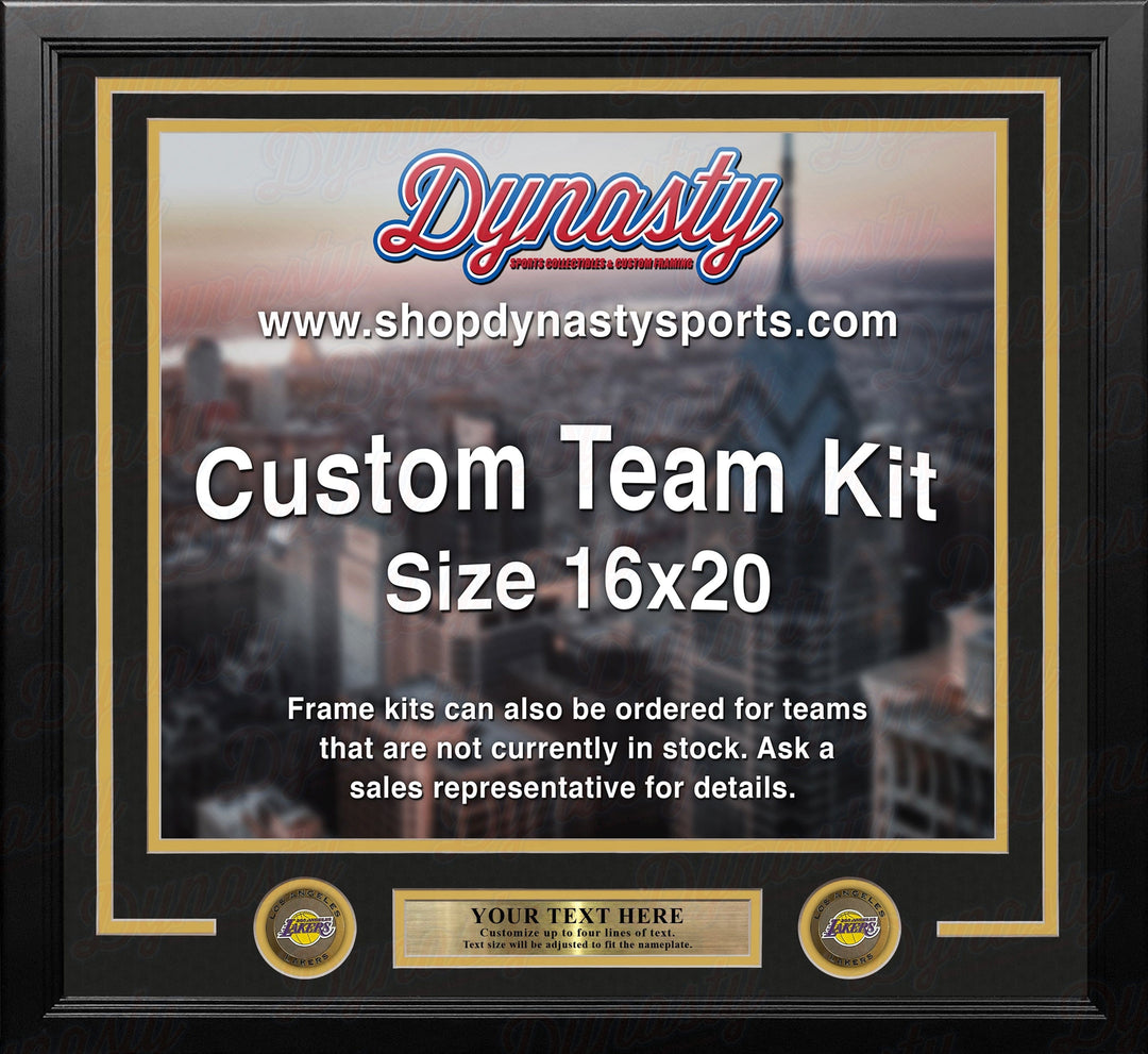 Dynasty Sports & Framing Custom Framing Black Matting & Yellow Trim / Landscape (Horizontal); Standard Glass / No Nameplate or Medallions Los Angeles Lakers Custom NBA Basketball 16x20 Picture Frame Kit (Multiple Colors)