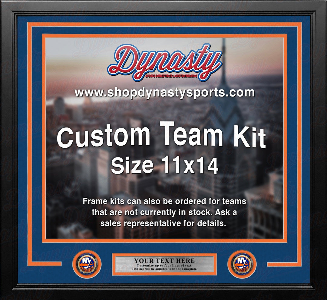 Dynasty Sports & Framing Custom Framing Blue Matting & Orange Trim / Landscape (Horizontal); Standard Glass / No Nameplate or Medallions New York Islanders Custom NHL Hockey 11x14 Picture Frame Kit (Multiple Colors)